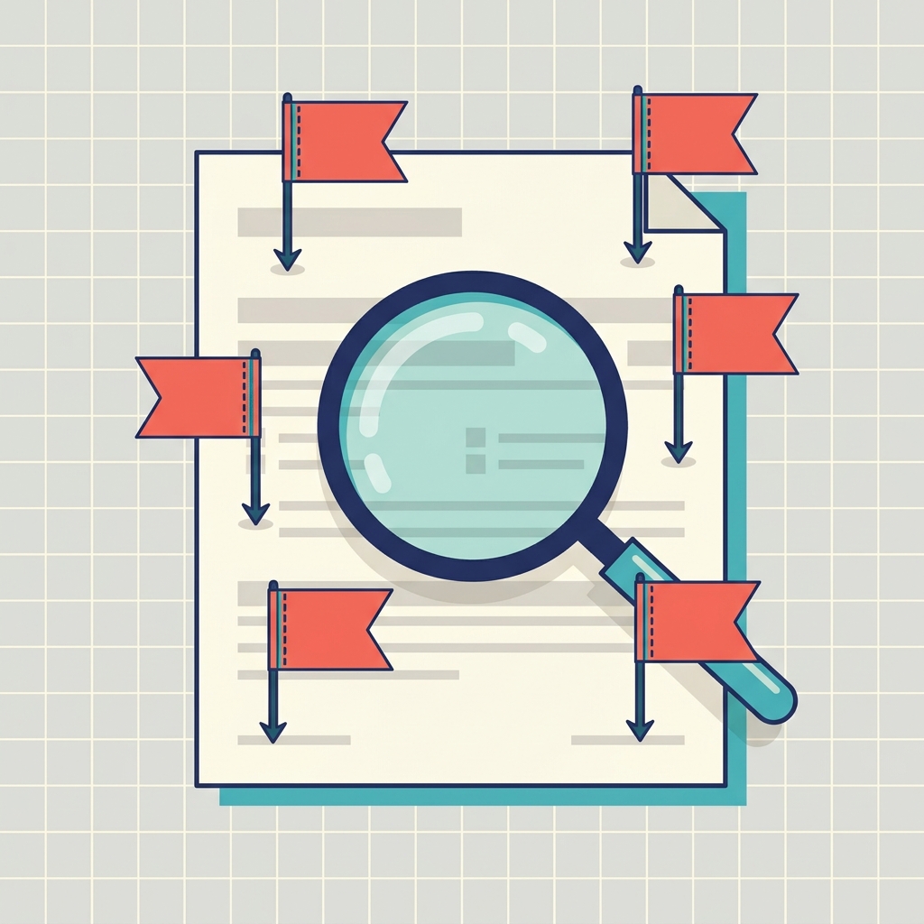 Magnifying glass over a form highlighting common tax mistakes