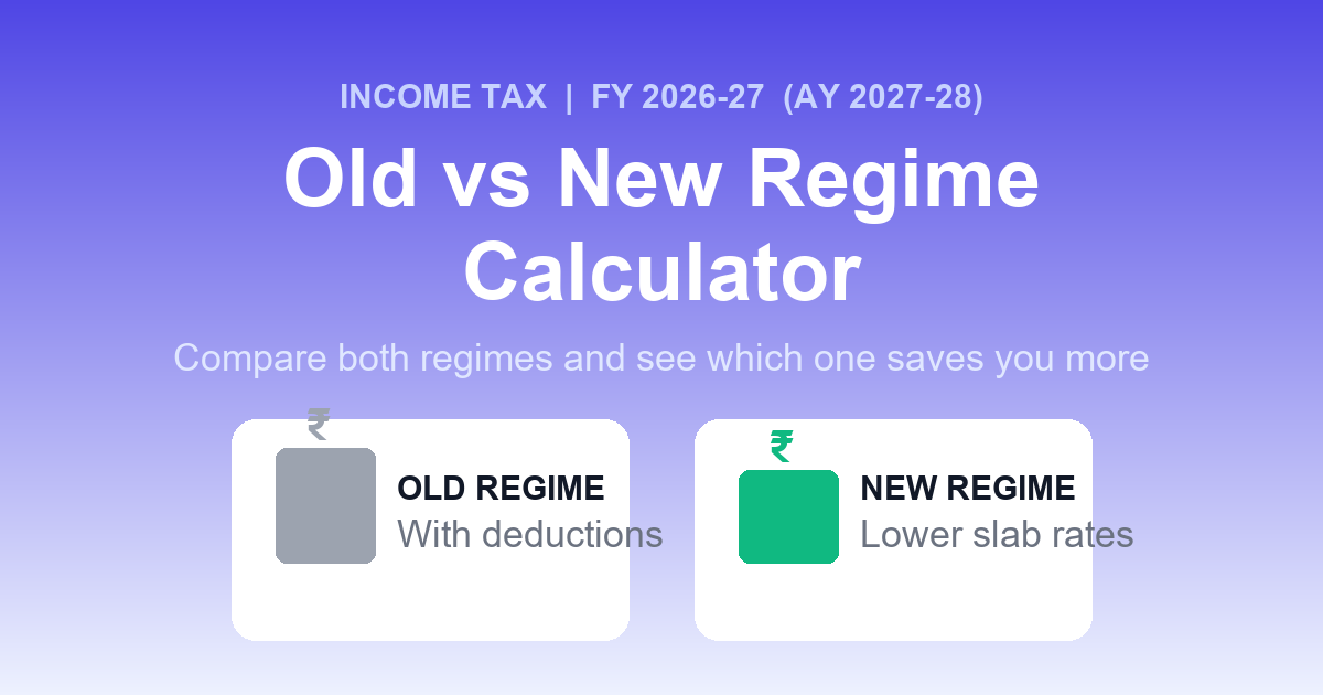 Old vs New Regime Calculator FY 2026-27 comparing income tax under both regimes
