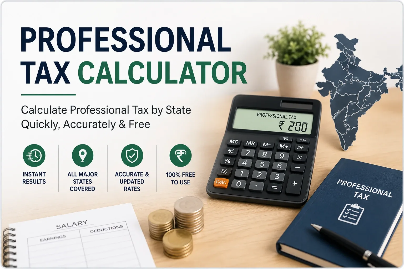 Professional tax calculator for FY 2026-27 showing state wise professional tax in India