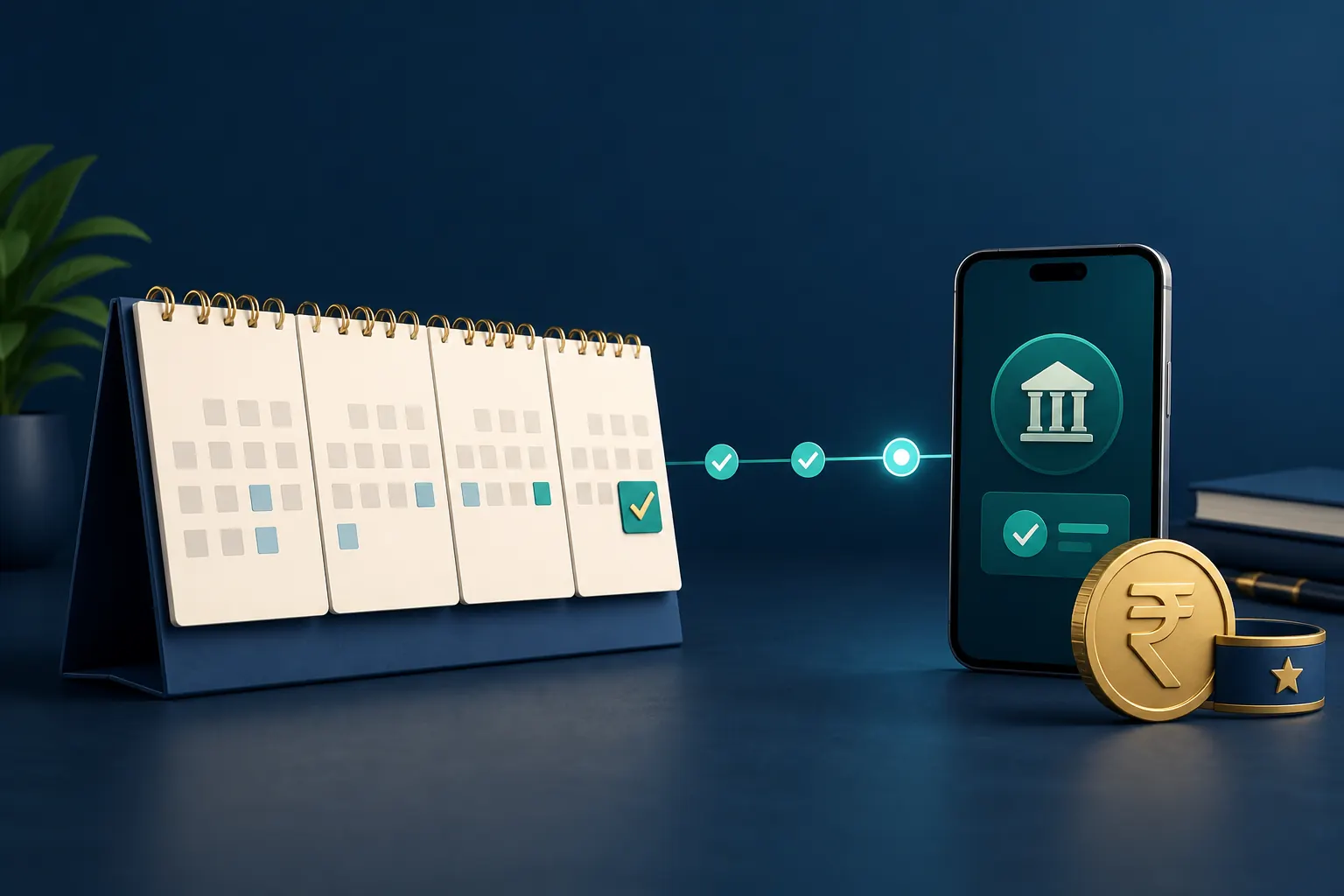 Calendar and bank transfer illustrating the statutory bonus payment deadline
