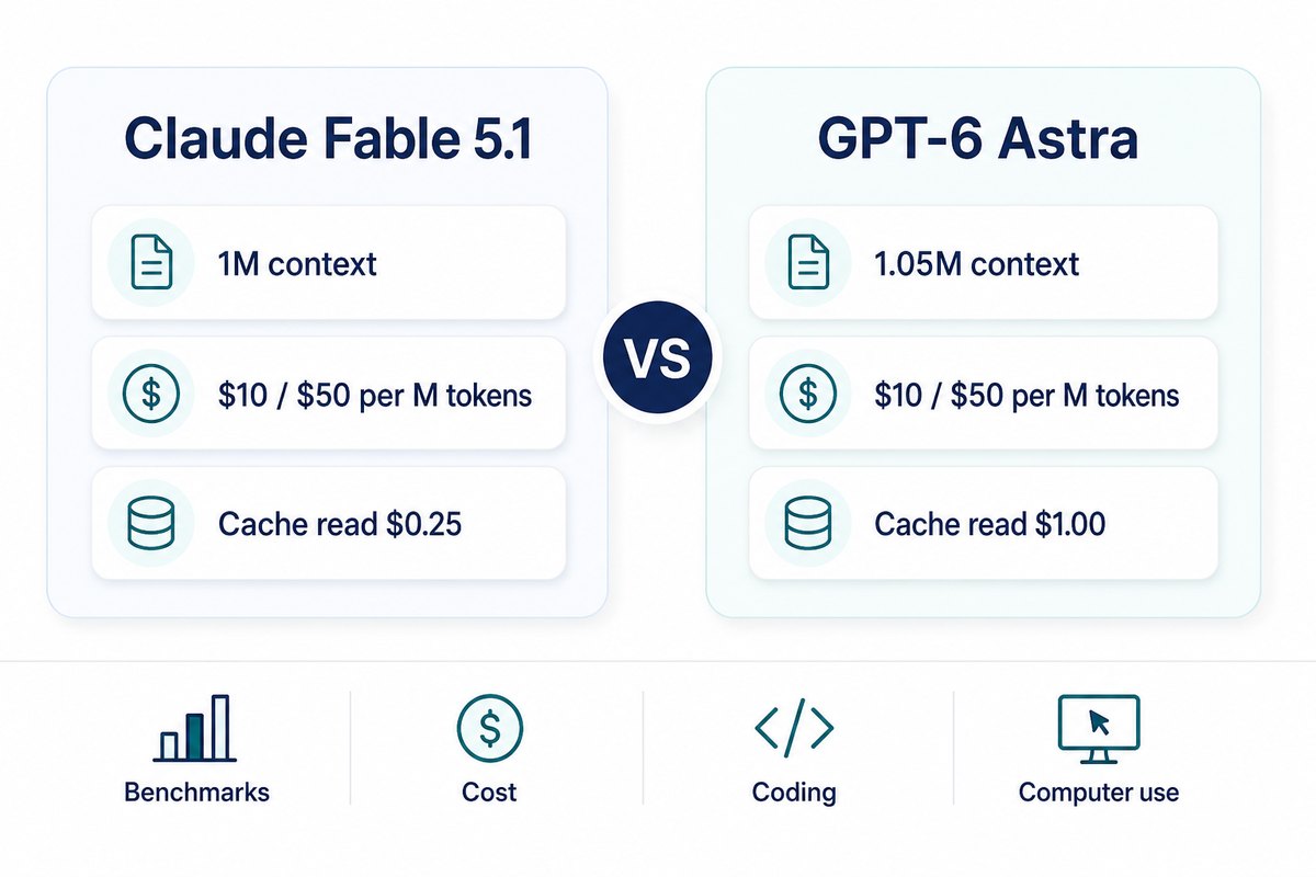 GPT-6 Astra vs Claude Fable 5.1 price and context window comparison