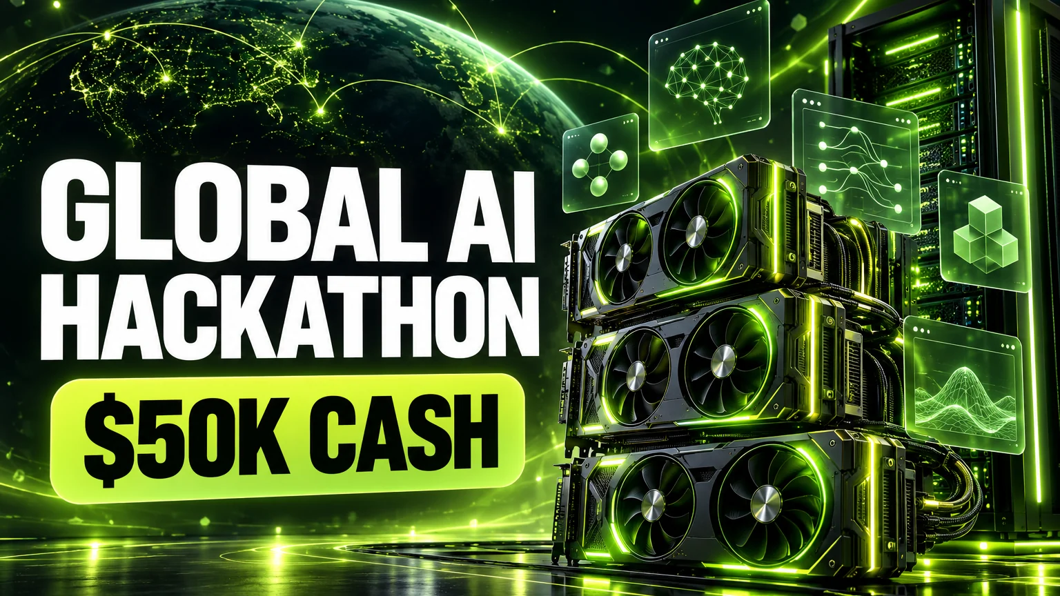 Nebius NVIDIA Global AI Hackathon 2026 guide: an AI agent calling an NVIDIA open model through Nebius Token Factory, with the $50,000 cash prize